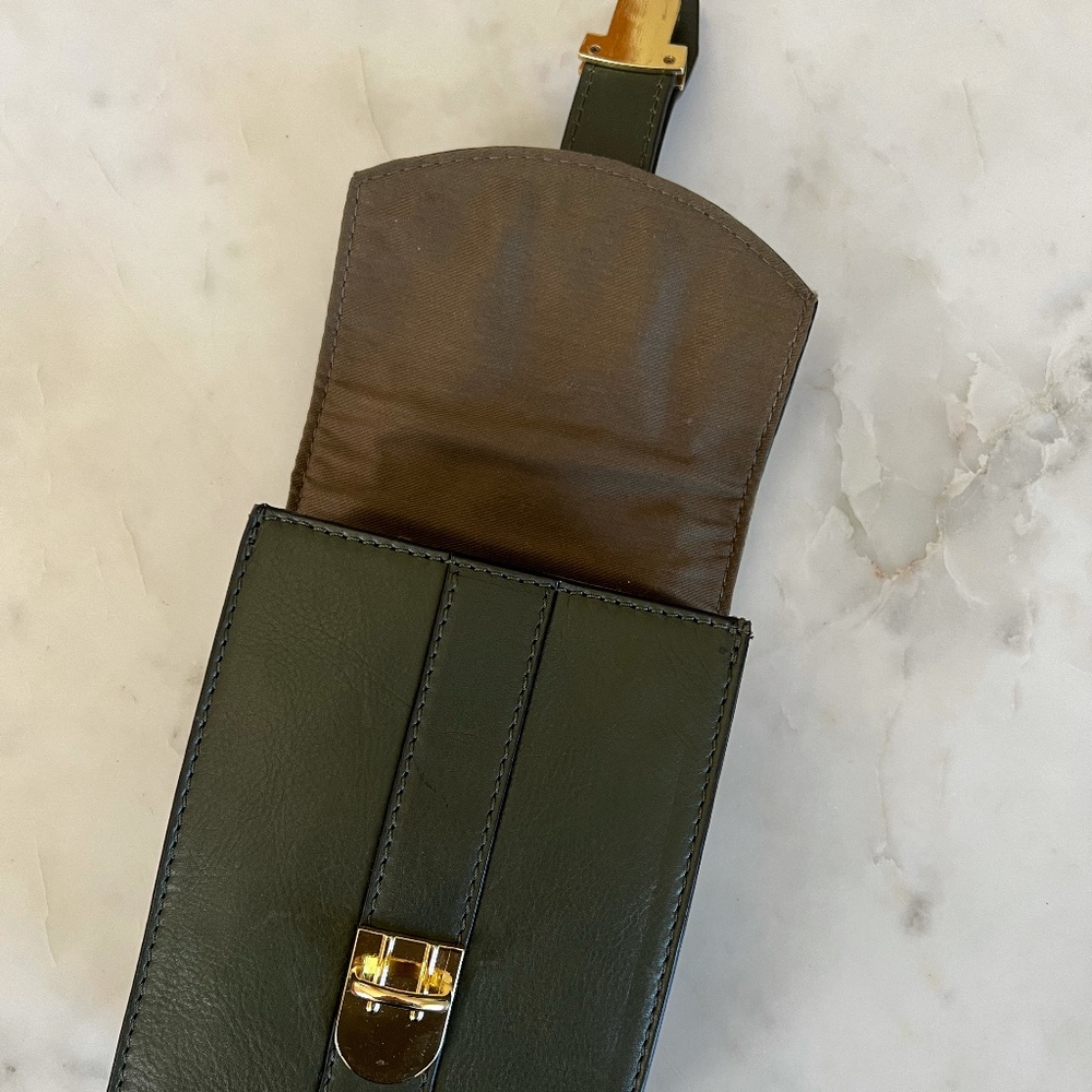 Brand New Green Leather Crossbody Phone Bag - Mini Crossbody